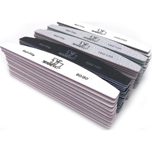 50 Pcs/set Nail File High Quality 80/100/150/180/240 Grit Gel Polisher Nail Files Buffer Boat Lime Ongle Manicure Nail Art Tools