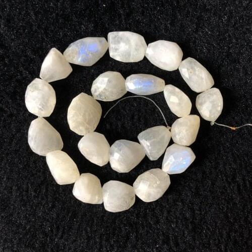 Genuine Blue Flash Moonstone Faceted Nugget Gem Beads 12-18mm Nugget Cutting Gem Stone Beads,1 of 15"strand