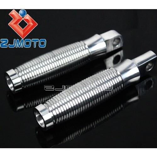 Silver Motorcycle Aluminum Anod BEEHIVE Footrest Footpegs Male Mount Foot Pegs For Harley Honda Yamaha Cafe Racer Bobber Chopper