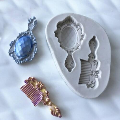 Silicone Mold Fondant Molds DIY Mirror Comb Soap Candy Baking Sugar Craft Cake Decorating Tools Christmas Moulds Silicone Rubber