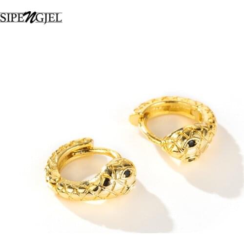 SIPENGJEL Fashion Inlaid Zircon Snake Hoop Earrings Simple Korean Style Small Earrings For Women Minimalist Jewelry 2021
