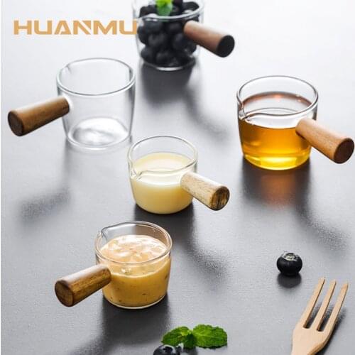 Glass Milk Jug Mini Pitcher Acacia Milk-Pot Forthing-jug Espresso Coffee Accessories Cream Sauce Pots Cream Cups