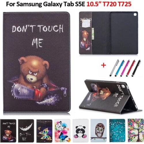 Smart PU Leather Printed Cover For Samsung Galaxy Tab S5e Case SM-T720 SM-T725 Tablet Cover Funda Capa For S5e Case + Pen