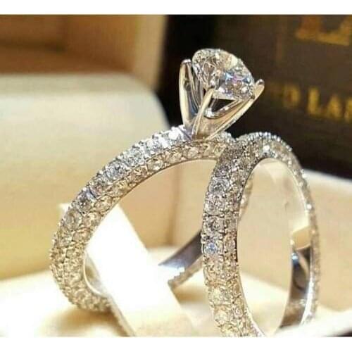 WYJZY Exquisite inlay high quality clear CZ zircon ring womens fashion engagement jewelry party party travel dress ring