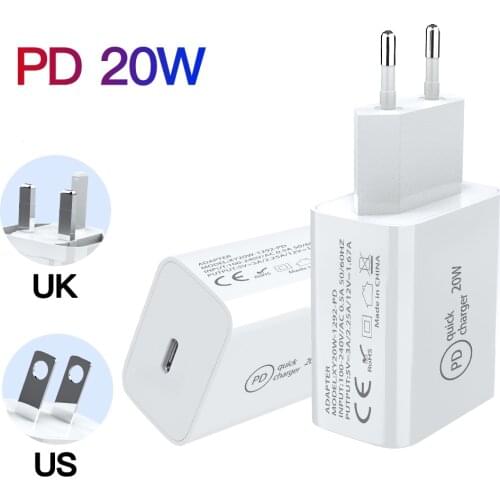 PD Charger 20W Quick Charge 4.0 3.0 USB Type C 18W Fast Charger for iPad Pro Air iPhone 12 mini 11 Pro Max Xs Travel Wall EU US