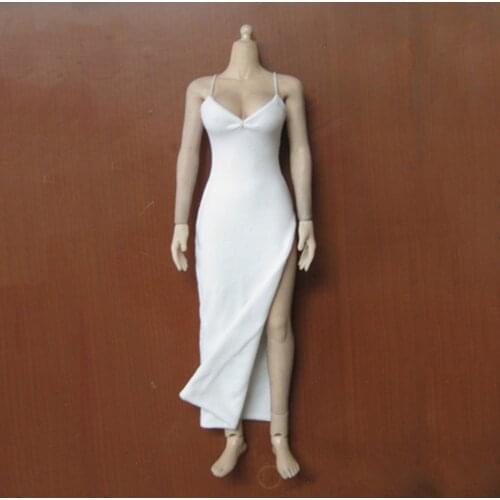 1/6 Scale Female Pure Clothes White Sling Dress Skirt Fit For 12inches Figure Action Model Doll Body Accessories