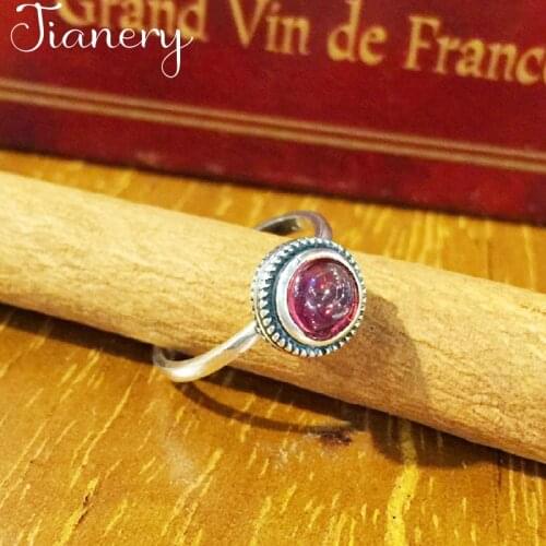 JIANERY Punk Personality Red Ball Rings For Women Wedding Jewelry Adjustable Antique Finger Ring Anillos
