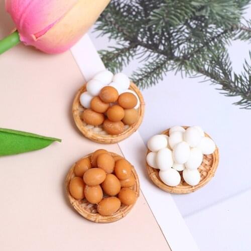 1Set 1:12 Scale Dollhouse Miniature Accessories Kitchen Food Mini Egg With Egg Baskets For Doll House Cooking Game Food