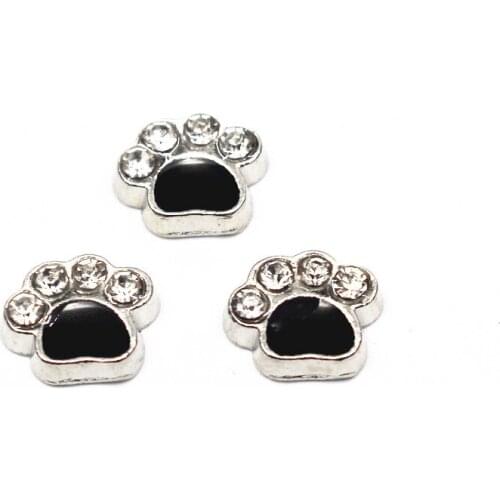 Hot selling 10pcs/lot dogs paw crystal Alloy floating charms living glass memory floating lockets diy jewelry