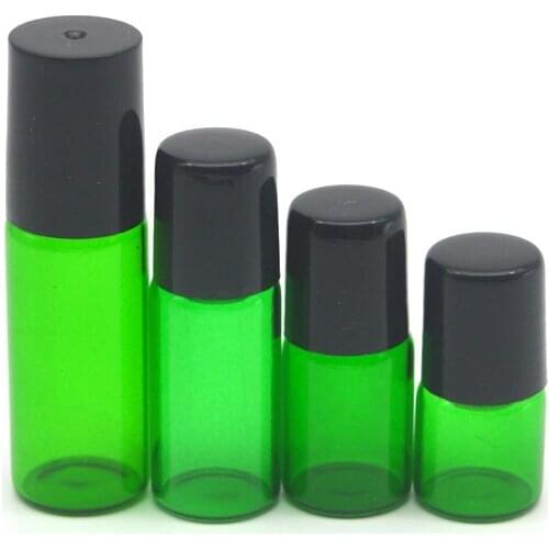 100pcs Perfume Sample 1ml 2ml 3ml 5ml Empty Green Glass Roller Bottle Essential Oil Bottle Roll-On Bottle Free Shipping