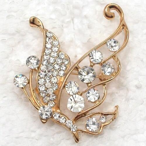 12pcs/lot Wholesale Fashion Brooch Rhinestone Butterfly Pin brooches C102085