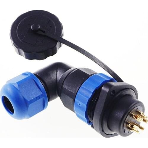 2 Pcs Waterproof Connector IP68 Aviation SD/20 Back Nut Flange Wire Cable Plug Socket Female 1/2/3/4/5/6/7/9-14 Pin Right Angle