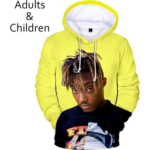 3D printed Juice WRLD Hoodies Men Sweatshirts Women Harajuku Kids Pullovers Suitable 3D Juice WRLD boys girls yellow Hooded