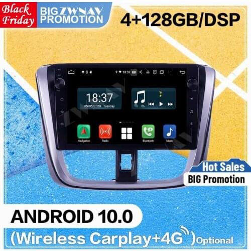 4+128G DSP Carplay Android 10 Screen Player For Toyota Vios Yaris 2014 2015 2016 2017 GPS Navi Auto Radio Audio Stereo Head Unit