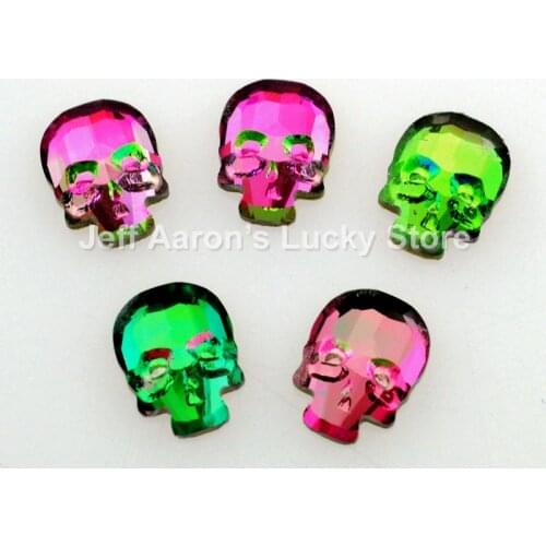 5 pieces beauty flat back skull head 3d nail art decorations rhinestone charm glitter nails jewelry accessoires
