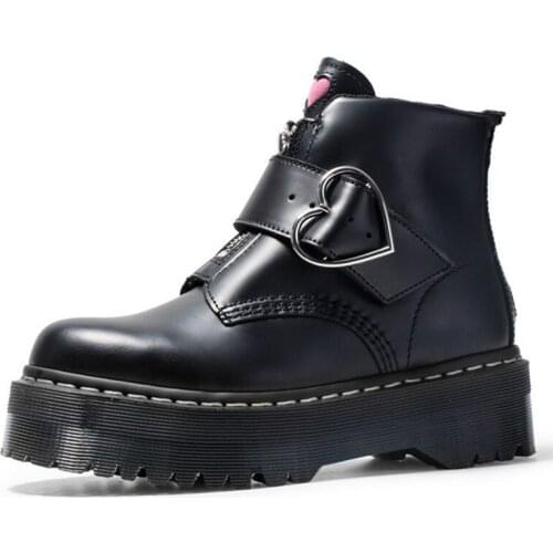 Genuine Leather Love Ladies Ankle Boots Platform Hiking Boots Ladies Autumn Women Comfortable Shoes 2020 New Big Size 41 Shoes