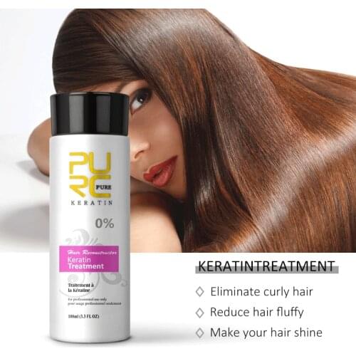 PURC Brazilian Keratin Treatment 0% Formalin Keratin Cheveux Soft Shiny Hair Straightening for Women Repair Hair Care 100ml