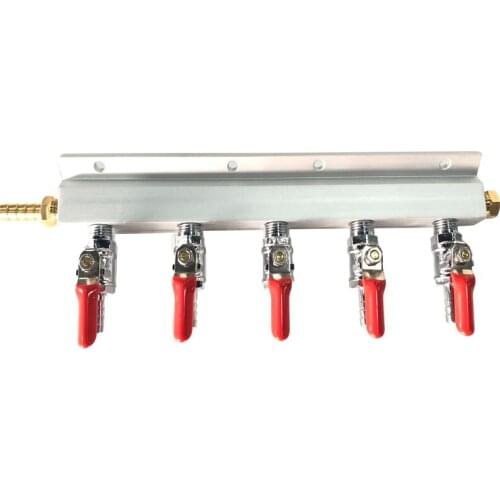 Gas Line Manifold Splitter 5 ways (5/16inch, 8mm Barb) beer brew