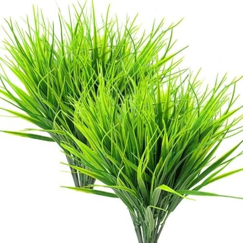 HOT SALE 8 Pcs Artificial Outdoor Plants, Fake Plastic Greenery Shrubs Wheat Grass Outdoor Window Box Verandah Hanging Planter