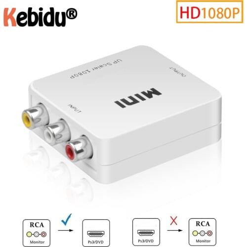 HDMI-compatible to RCA Converter AV/CVSB L/R Video Box HD 1080P 60Hz HDMI2AV Support NTSC PAL Output HDMI-compatible To AV
