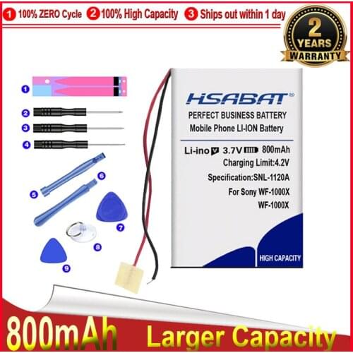 HSABAT 0 Cycle 800mAh Battery for Sony WF-1000X Headset 2 Lines High Quality Replacement Accumulator