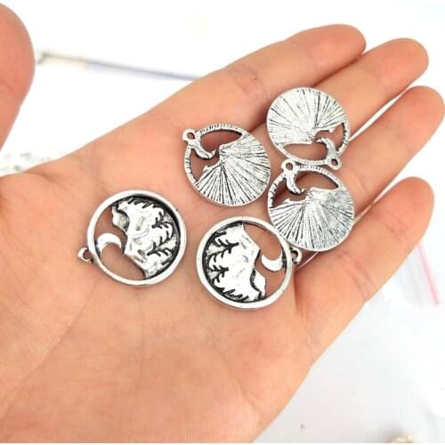 Hzew 5pcs Lovely mountain moon pendant charm Jewelry Gifts for women