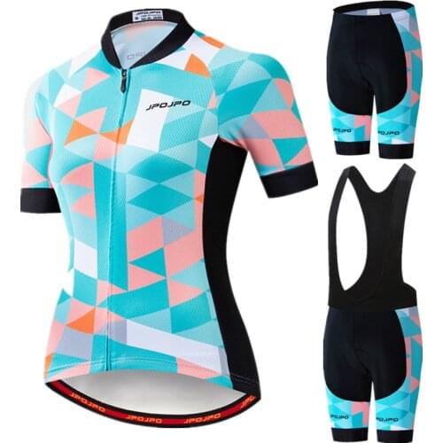 JPOJPO 2021 Pro Team Cycling Jersey Set Women MTB Cycling Clothing Anti-UV Bicycle Wear Short Sleeve Bike Clothes uniforme