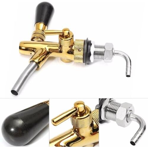 JX-LCLYL Adjustable Pub Bar Draft Beer Faucet G5/8 Shank Gold Plating for Kegerator Tap