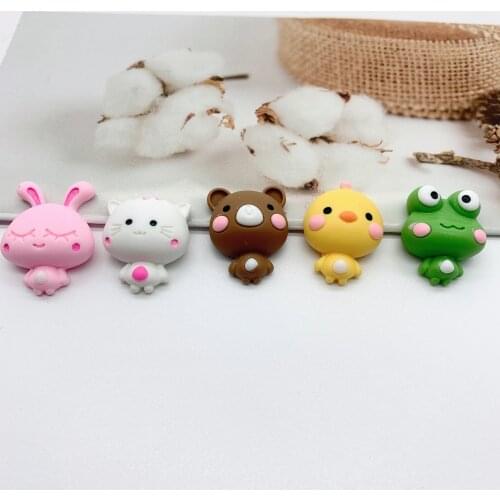 10Pcs Cartoon Rabbit Bear Flat back Resin Cabochon Accessories Embellishments for Scrapbooking Craft DIY Phone Case Decoration