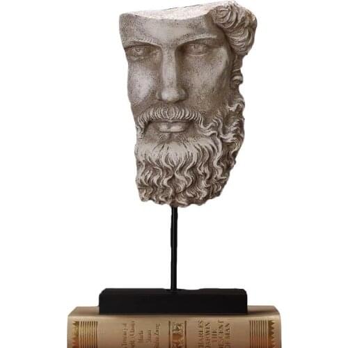 American country style resin artwork retro white balck half face people abstract sculpture home office ornaments