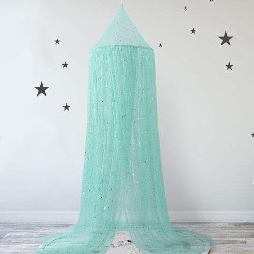Lace Bed Canopy Mosquito Net Stars Hung Dome Mesh Canopy Princess Round Dome Bedding Net Bed Mosquito Netting Canopy Play Tent