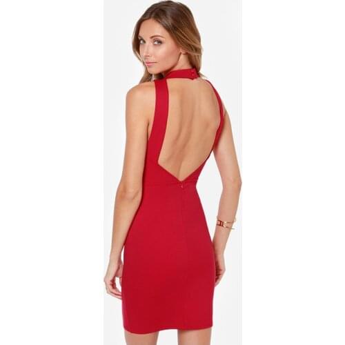 Summer Dress New Fashion Sexy Open Back Button Slim Dress