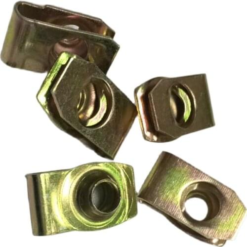 M5 Color Zinc Plated(Yellow) Spring Steel Speed Spring Captive U Clip Nuts 100pcs/lot