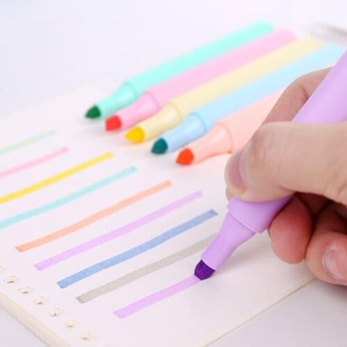 8pcs Creative Highlighters Pastel Markers Candy Color Fluorescent Pen for Art Drawing Doodling Marking School Office Statione