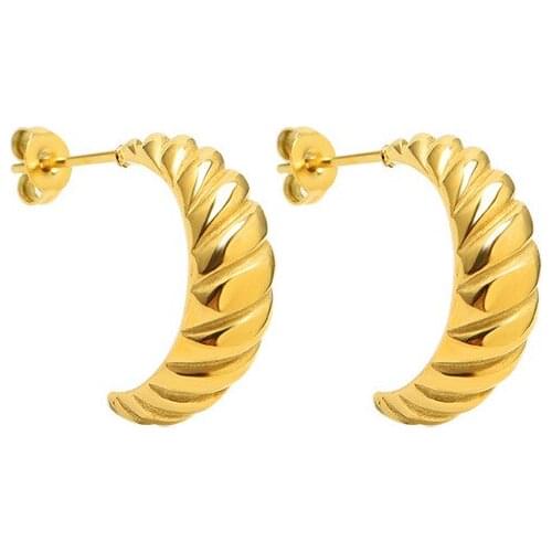 Fashion Earrings Stainless Steel gold plated French croissant earrings
