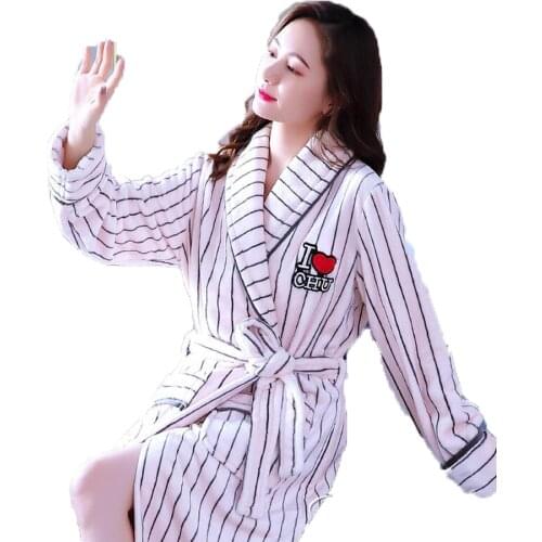 Soft Robes Women Long Bathrobe Kimono Winter Thick Warm Flannel Bath Robe Sleepwear Dressing Gown Female Nightwear Home Clothes
