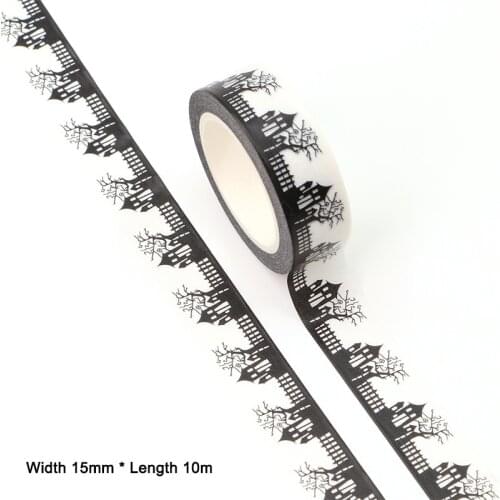NEW 10pcs/Lot 15MM*10M Halloween Black and White Witch house Washi Tape Wholesale Masking Tape Stationery washi tape stickers
