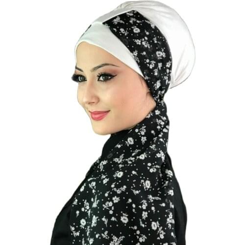 New Fashion 2021 Hijab Turban Lady Hat Seasonal Scarf Hijab Foulard Single Size White Biritli Scarf Bone