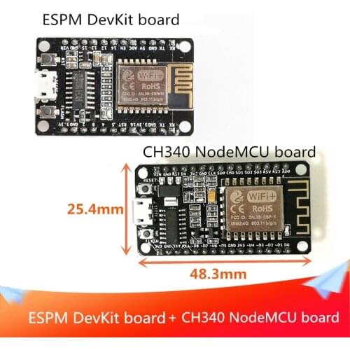 ESPM DevKit Development Board(ESP8285 Board with ESP-M2 Wireless)&CH340 NodeMCU Development Board(ESP8266 with ESP-12E/ESP-12F)