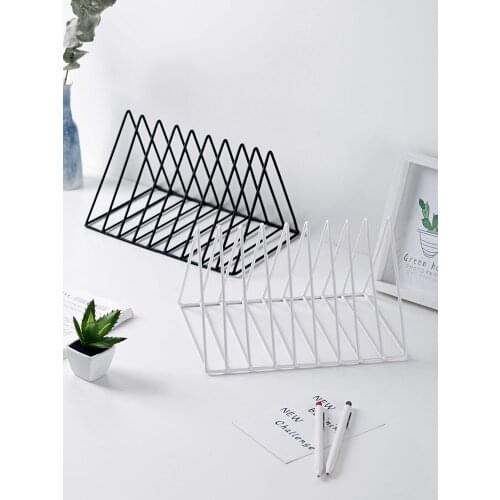 INS Books Storage Shelf Metal Creative Storage Box Books Storage Rack Holder Student Bookcase Table Decoration