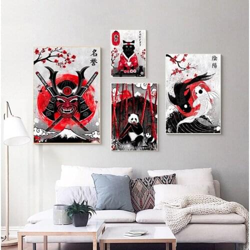 Home Decor Prints Painting Pictures Wall Art Ruby Geisha Japanese Samurai Modular Nordic Canvas Poster Bedside Background