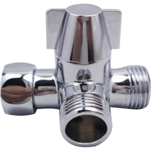 Durable Metal Three-way Water Diverter T-shaped Adapter Shower Diverters Connector Toilet Bidet Separator Faucet Splitter Valve