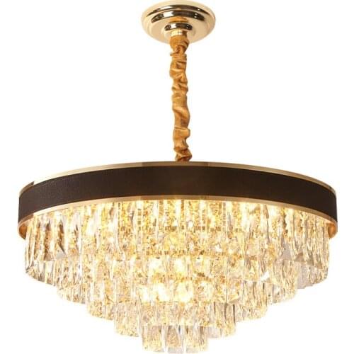 Postmodern Light Luxury Black Chandelier Living Room Lights Dining Room Bedroom Engineering Villa Round Crystal Lamps