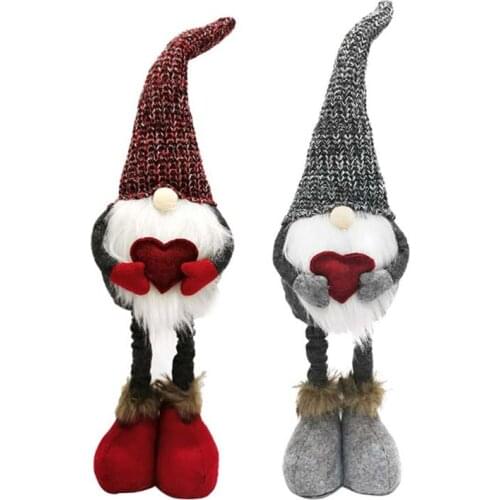 Christmas Handmade Swedish Gnome Doll Ornaments Extendable Standing Figurine Toys Holiday Home Party DecorThanks Giving Day Gift