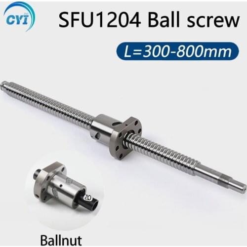 SFU1204 300 350 400 450 500 550 600 650 700 mm C7 precision ball screw with 1204 flanged single ball nut BK / BF10 machining