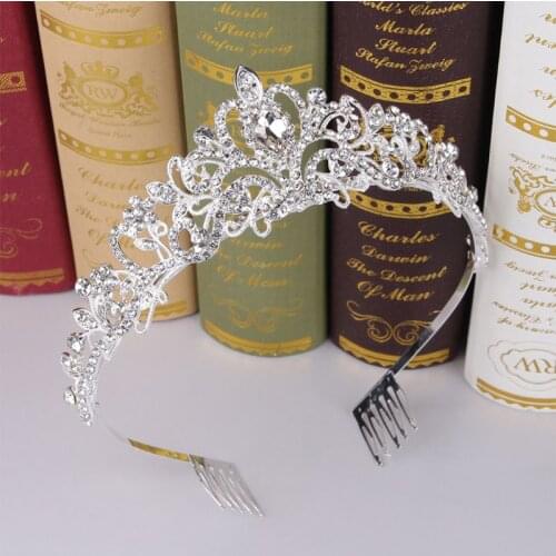 R2LE Wedding Crown Crystal Rhinestones Princess Crown with Comb Exquisite Headband for women
