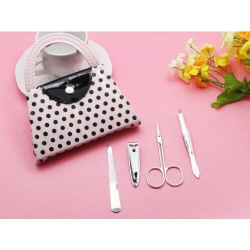Wedding bridal shower favors and giveaways for guest -- Pink Polka Dot Purse Manicure Set party favor souvenir gift 100pcs SN835