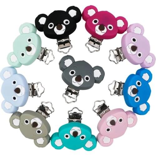 TYRY.HU 10pc Koala Pacifier clips Silicone Teether Carton Cute Mini For Handmde Koala Baby Dummy Clips