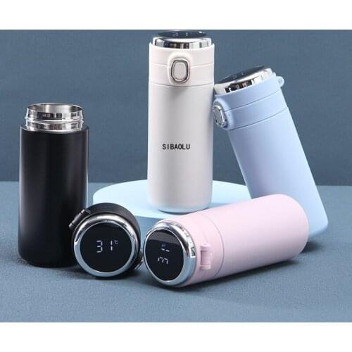 304 Internet Celebrity Smart Bounce Vacuum Cup Temperature Cup Childrens Cute Temperature Measuring Pea Vacuum Cup