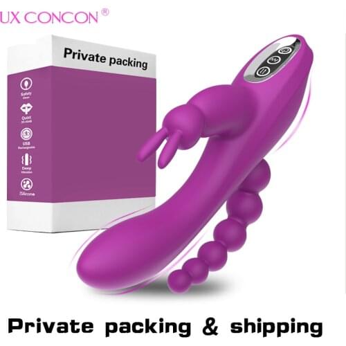 3 in 1 G Spotter Rabbit Anal Dildo Vibrator Sex Toys for Woman Adult with 10 Vibrating Modes Waterproof Clitoris Stimulato